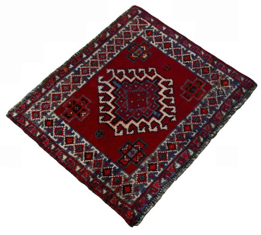 Close-up detail of 2000s Shiraz rug from Iran / Persia showing Wool weave