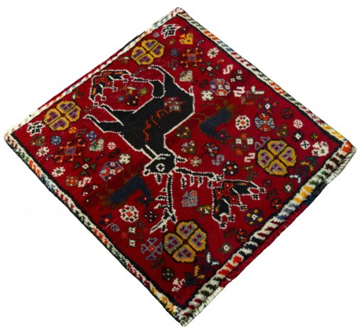 Close-up detail of 2000s Shiraz rug from Iran / Persia showing Wool weave