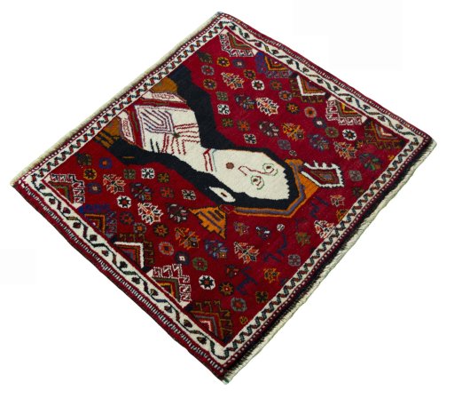 Close-up detail of 2000s Shiraz rug from Iran / Persia showing Wool weave