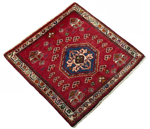 Close-up detail of 2000s Shiraz rug from Iran / Persia showing Wool weave