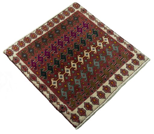 Close-up detail of 2000s Shiraz rug from Iran / Persia showing Wool weave