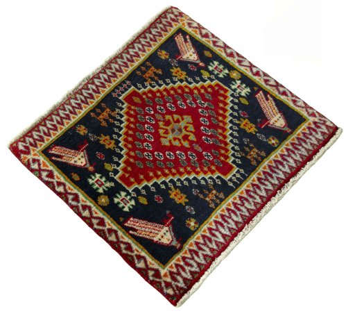 Close-up detail of 2000s Shiraz rug from Iran / Persia showing Wool weave