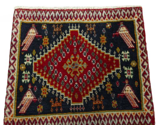 Surface texture of 2000s Shiraz rug with natural Wool and intricate pattern