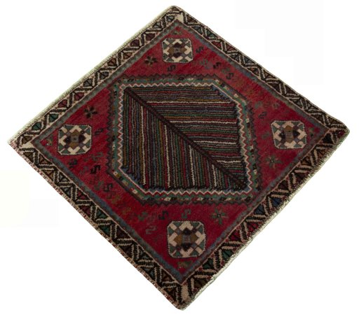 Close-up detail of 2000s Shiraz rug from Iran / Persia showing Wool weave
