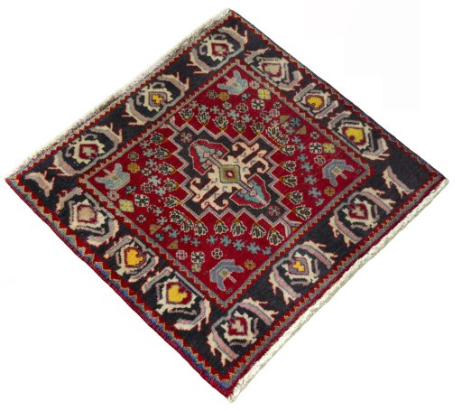 Close-up detail of 2000s Shiraz rug from Iran / Persia showing Wool weave