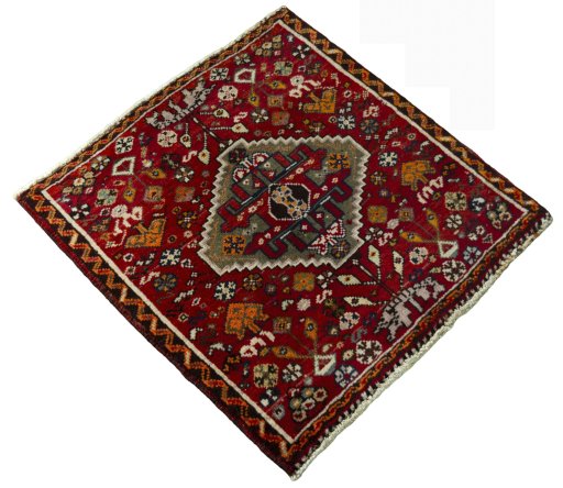 Close-up detail of 2000s Shiraz rug from Iran / Persia showing Wool weave