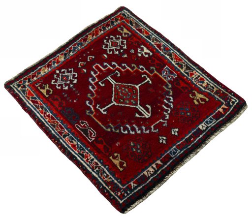 Close-up detail of 2000s Shiraz rug from Iran / Persia showing Wool weave
