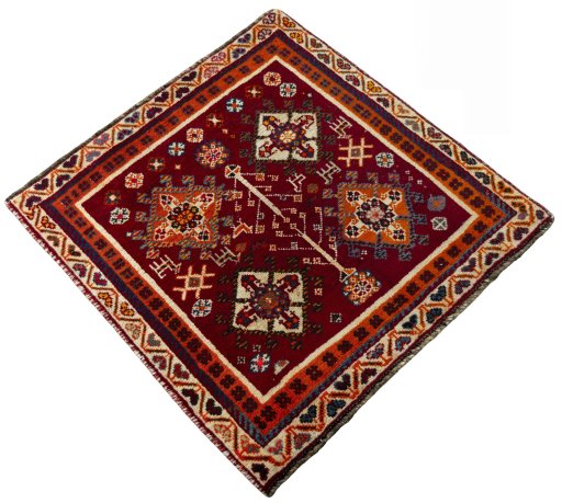 Close-up detail of 2000s Shiraz rug from Iran / Persia showing Wool weave