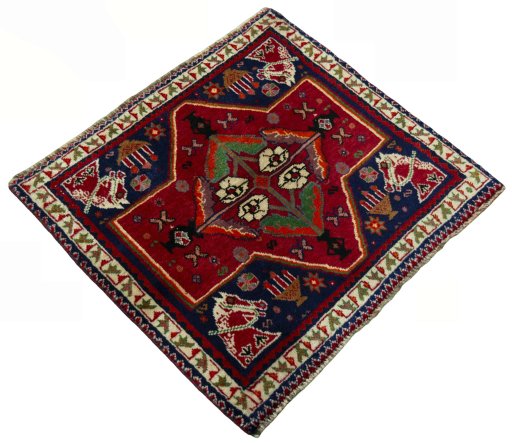 Close-up detail of 2000s Shiraz rug from Iran / Persia showing Wool weave