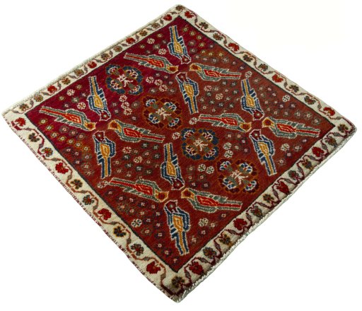 Close-up detail of 2000s Shiraz rug from Iran / Persia showing Wool weave