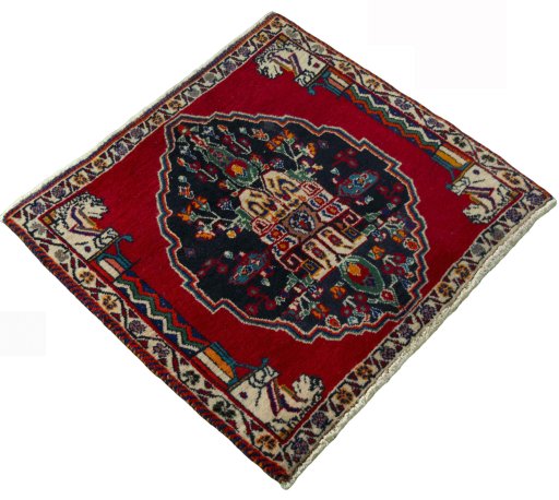 Close-up detail of 2000s Shiraz rug from Iran / Persia showing Wool weave