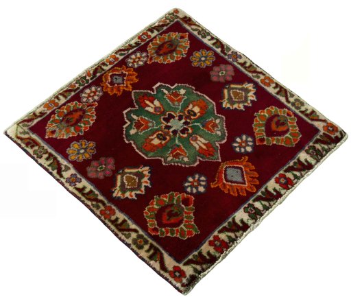 Close-up detail of 2000s Shiraz rug from Iran / Persia showing Wool weave