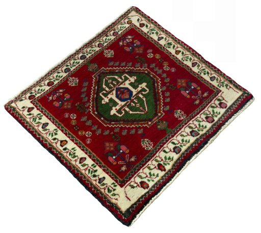 Close-up detail of 2000s Shiraz rug from Iran / Persia showing Wool weave