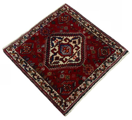 Close-up detail of 2000s Shiraz rug from Iran / Persia showing Wool weave