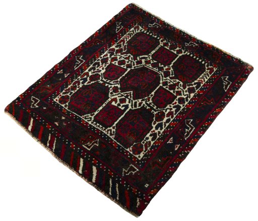 Corner detail of 2000s Shiraz rug showing border pattern and Wool pile