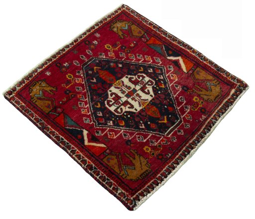 Close-up detail of 2000s Shiraz rug from Iran / Persia showing Wool weave