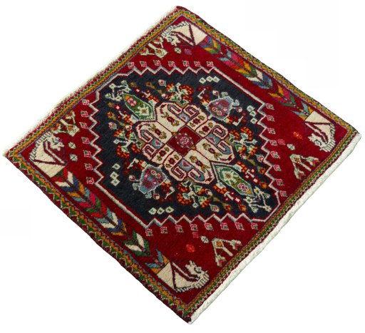 Close-up detail of 2000s Shiraz rug from Iran / Persia showing Wool weave