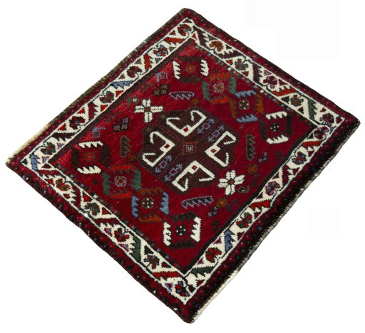 Close-up detail of 2000s Shiraz rug from Iran / Persia showing Wool weave