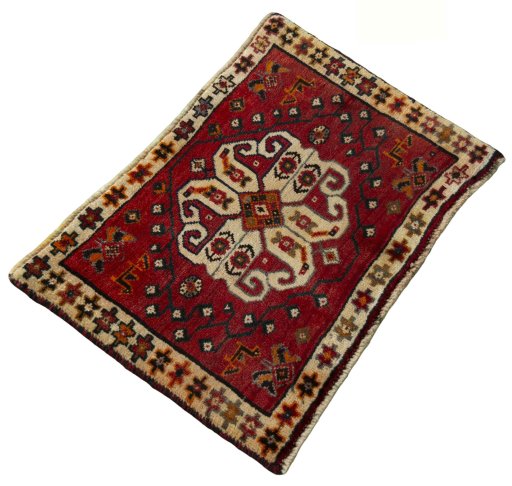 Close-up detail of 2000s Shiraz rug from Iran / Persia showing Wool weave