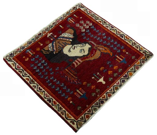 Close-up detail of 2000s Shiraz rug from Iran / Persia showing Wool weave