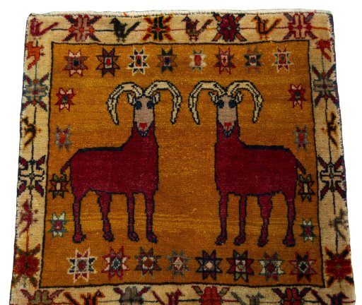 Surface texture of 2000s Shiraz rug with natural Wool and intricate pattern