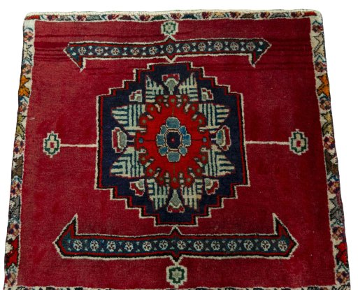 Surface texture of 2000s Shiraz rug with natural Wool and intricate pattern