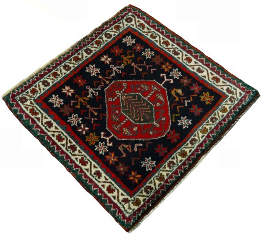 Close-up detail of 2000s Shiraz rug from Iran / Persia showing Wool weave