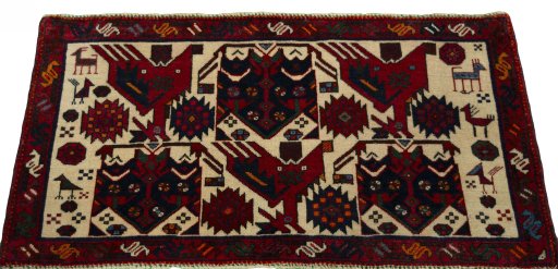 Surface texture of 2000s Shiraz rug with natural Wool and intricate pattern