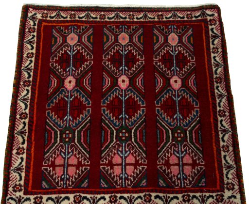 Surface texture of 2000s Shiraz rug with natural Wool and intricate pattern