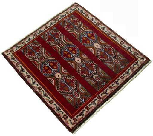 Close-up detail of 2000s Shiraz rug from Iran / Persia showing Wool weave