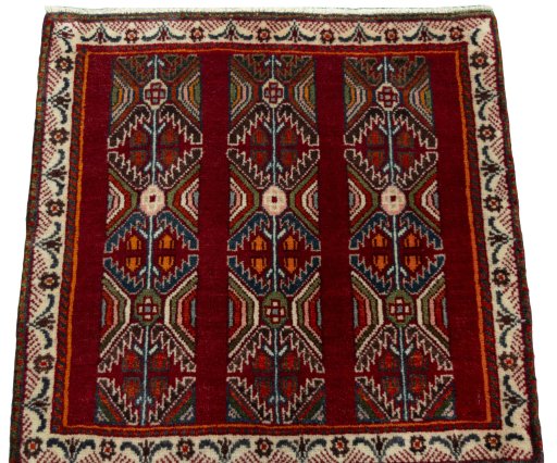 Surface texture of 2000s Shiraz rug with natural Wool and intricate pattern