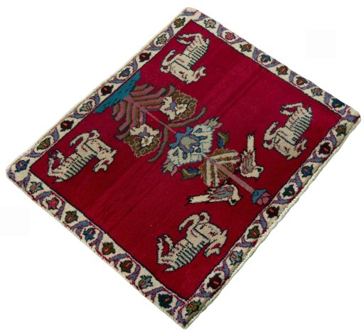 Close-up detail of 2000s Shiraz rug from Iran / Persia showing Wool weave
