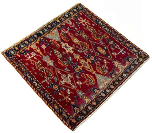 Close-up detail of 2000s Shiraz rug from Iran / Persia showing Wool weave