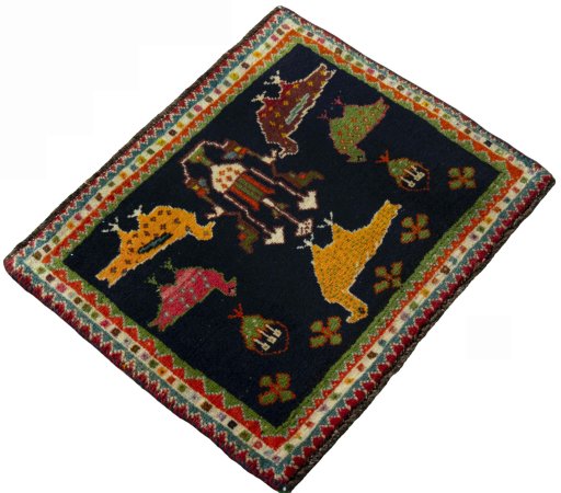 Close-up detail of 2000s Shiraz rug from Iran / Persia showing Wool weave