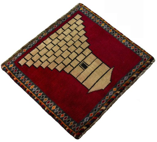 Close-up detail of 2000s Shiraz rug from Iran / Persia showing Wool weave