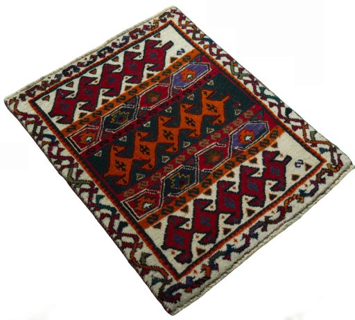 Close-up detail of 2000s Shiraz rug from Iran / Persia showing Wool weave