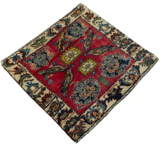 Close-up detail of 2000s Shiraz rug from Iran / Persia showing Wool weave