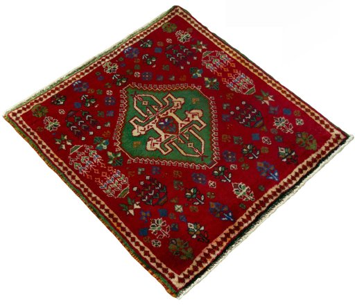 Close-up detail of 2000s Shiraz rug from Iran / Persia showing Wool weave