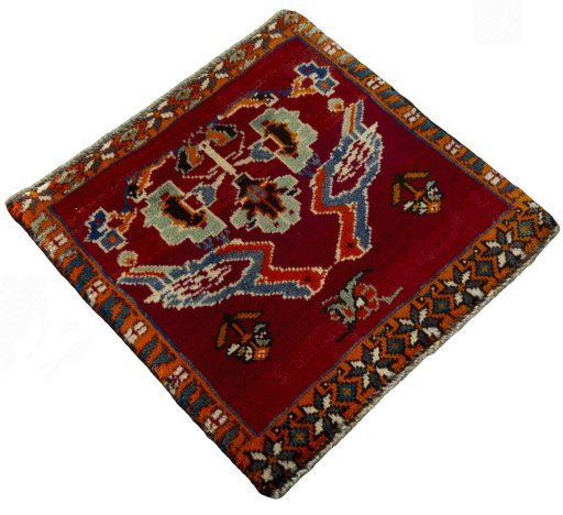 Close-up detail of 2000s Shiraz rug from Iran / Persia showing Wool weave