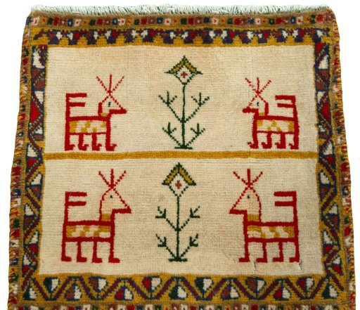Surface texture of 2000s Shiraz rug with natural Wool and intricate pattern