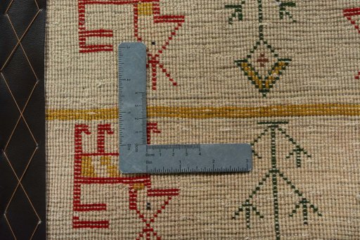 Backside of handmade 2000s Shiraz rug showing knot structure and weave density