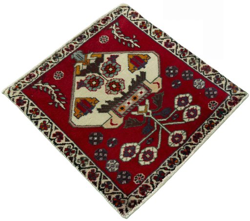 Close-up detail of 2000s Shiraz rug from Iran / Persia showing Wool weave