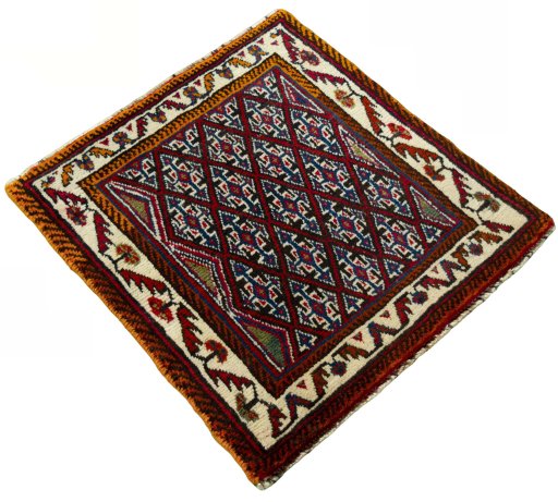 Close-up detail of 2000s Shiraz rug from Iran / Persia showing Wool weave