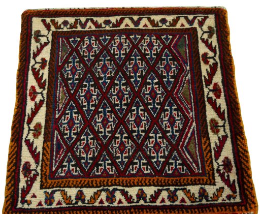 Surface texture of 2000s Shiraz rug with natural Wool and intricate pattern