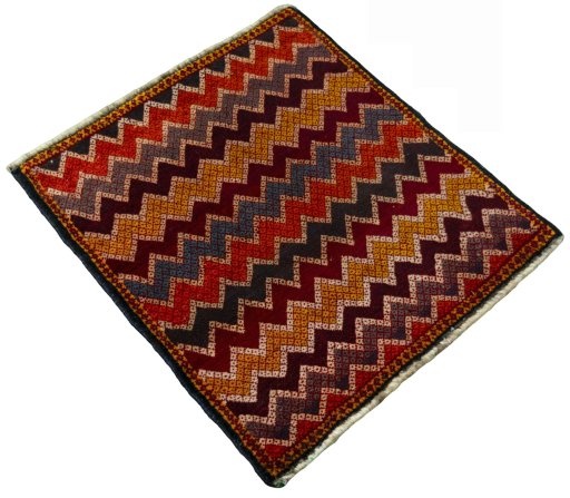 Close-up detail of 2000s Shiraz rug from Iran / Persia showing Wool weave
