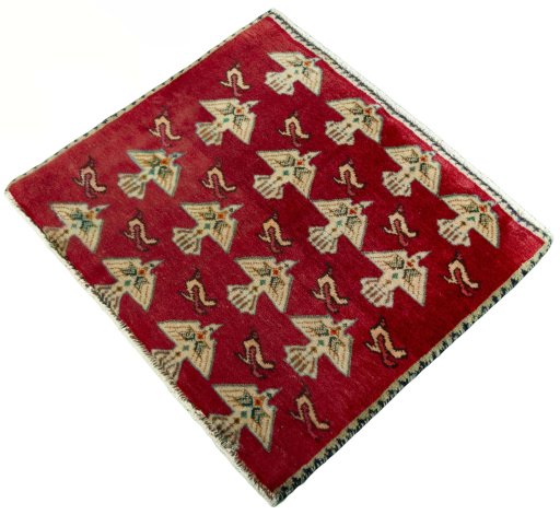Corner detail of 2000s Shiraz rug showing border pattern and Wool pile