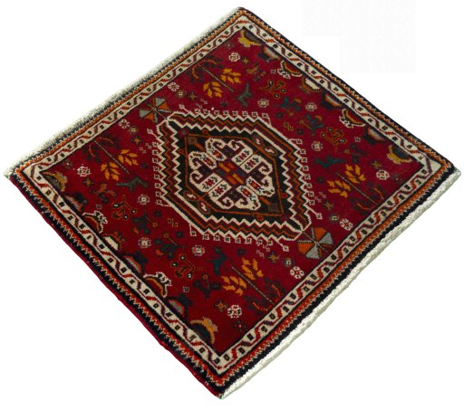 Close-up detail of 2000s Shiraz rug from Iran / Persia showing Wool weave