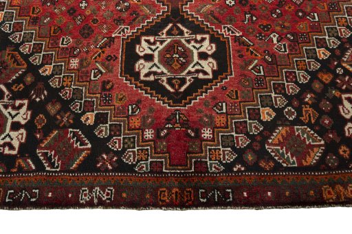 Central medallion detail of 1970s Shiraz rug from Iran / Persia