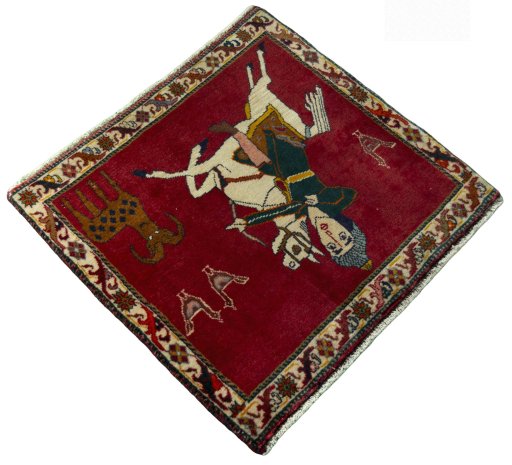 Close-up detail of 2000s Shiraz rug from Iran / Persia showing Wool weave