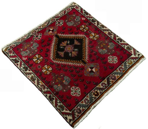 Close-up detail of 2000s Shiraz rug from Iran / Persia showing Wool weave